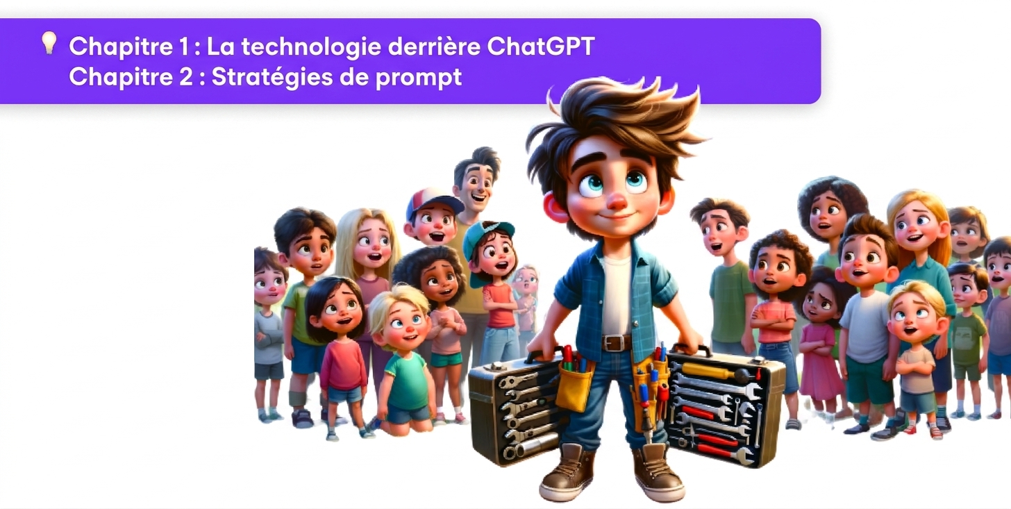 Illustration d'une personne tenant des outils, entourée d'admirateurs