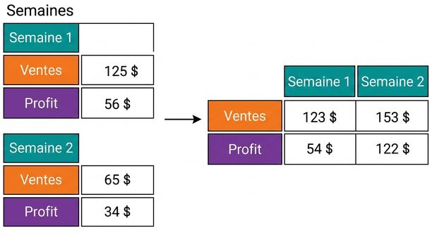 Example of a nested table and its transformation