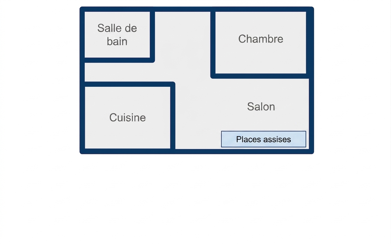 Plan d'étage rectangulaire d'un studio