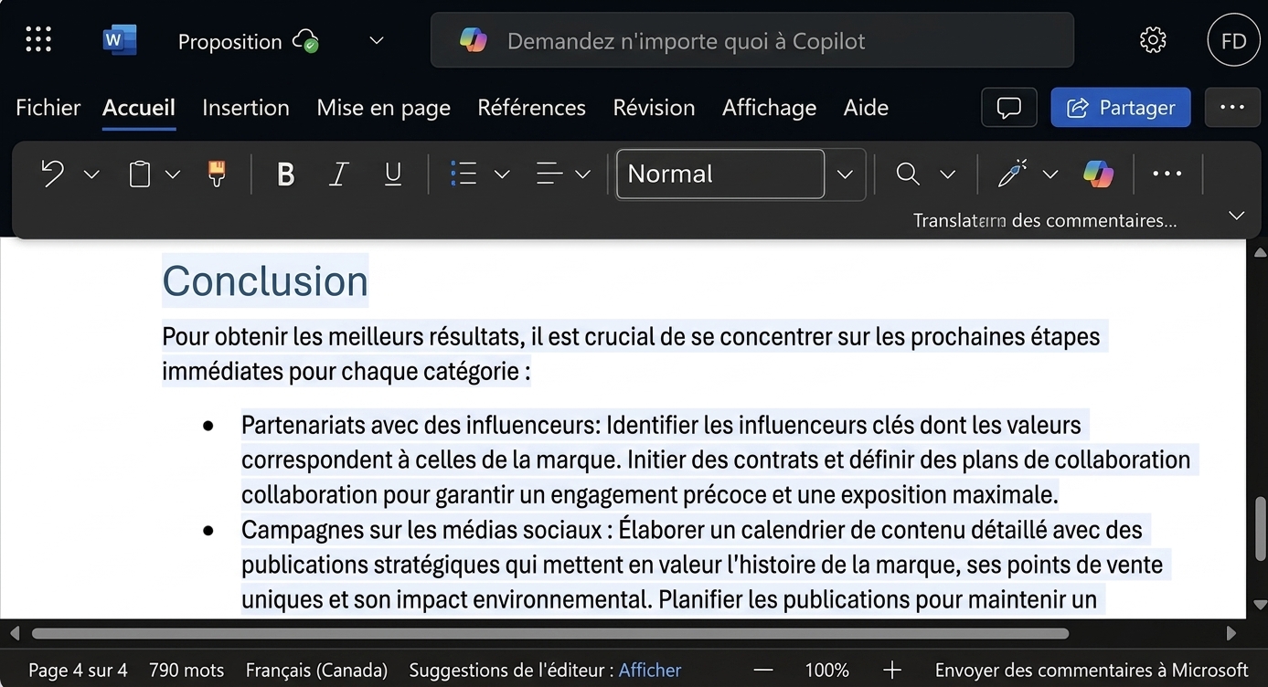 Paragraphe réécrit avec une conclusion révisée.