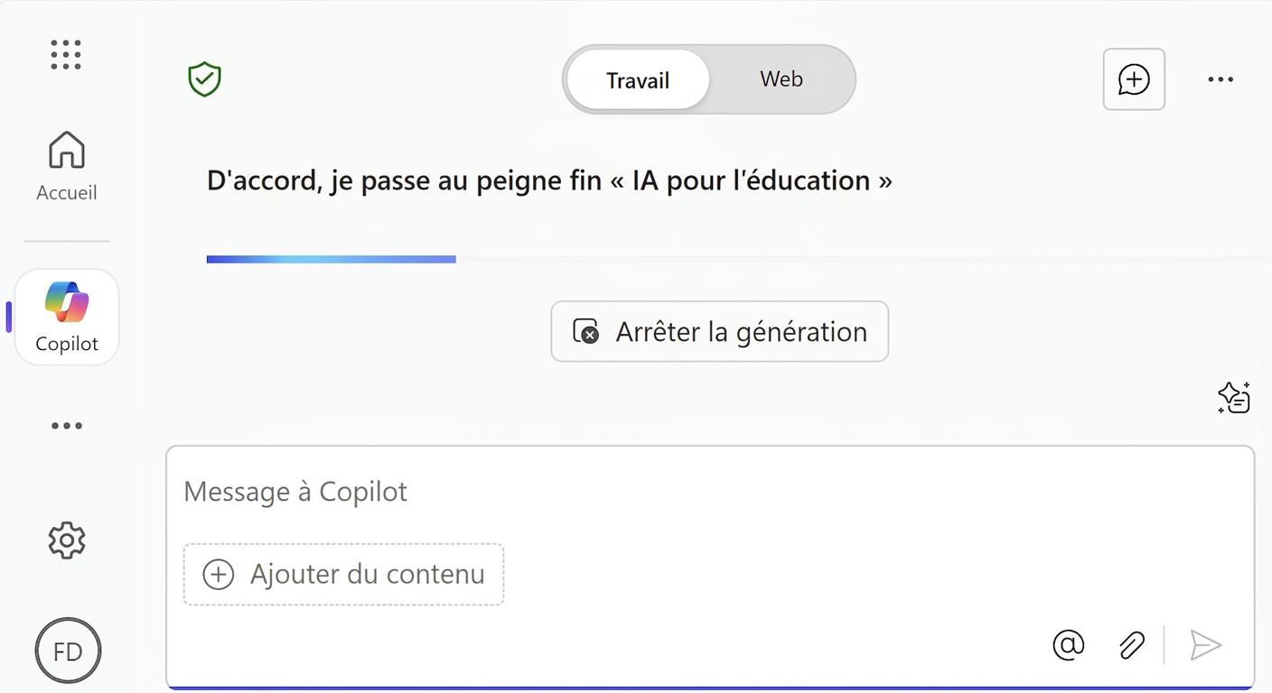 Copilot en train de créer la réponse