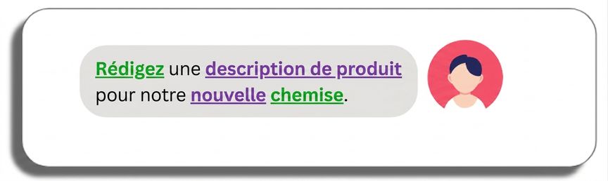 Rédiger une description de produit pour notre nouveau chandail avec les mots description de produit, nouveau, rédiger et chandail mis en évidence