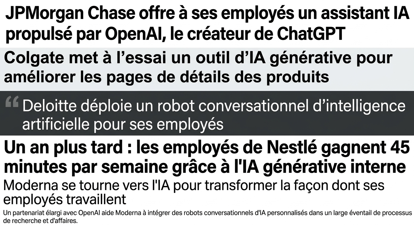Titres d'actualité d'entreprises qui développent et adoptent des modèles GPT