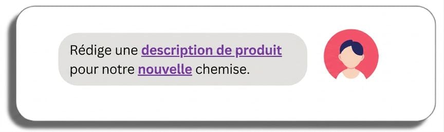 Rédiger une description de produit pour notre nouveau chandail avec les mots description de produit et nouveau mis en évidence