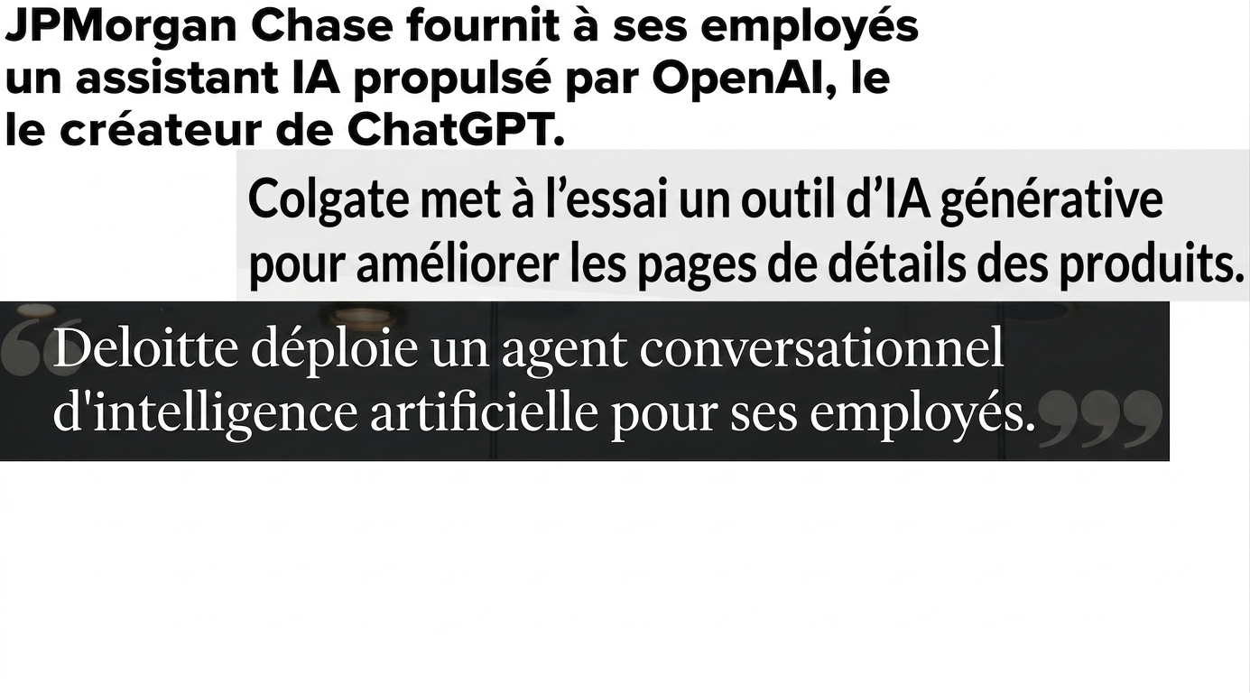Titres d'actualité d'entreprises qui développent et adoptent des modèles GPT