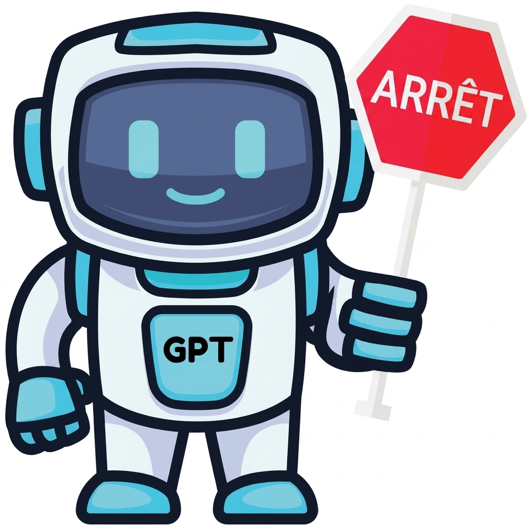 Robot GPT tenant un panneau d'arrêt