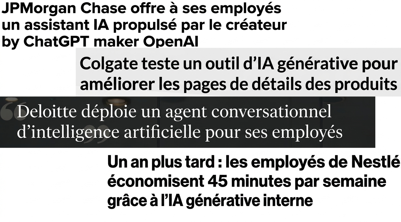 Titres d'actualité d'entreprises qui développent et adoptent des modèles GPT