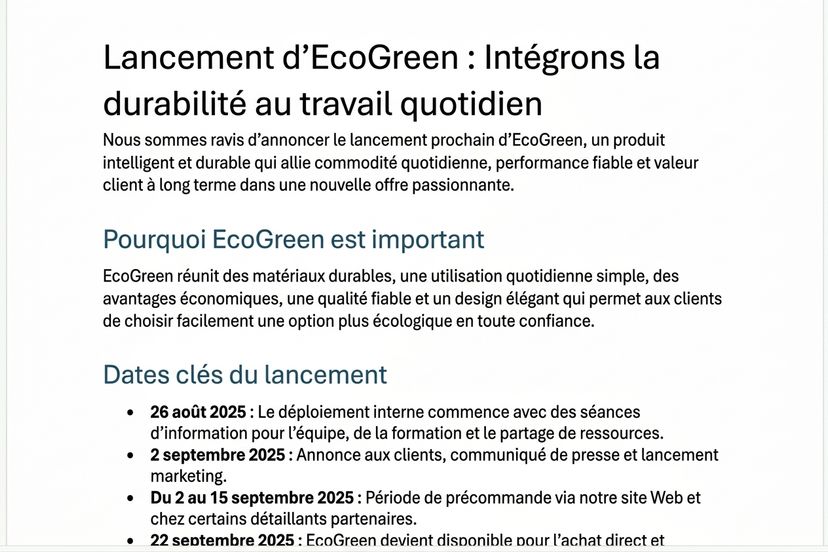 Le même bulletin après l'ajustement : un titre motivant ajouté et un ton plus enlevé, faits inchangés