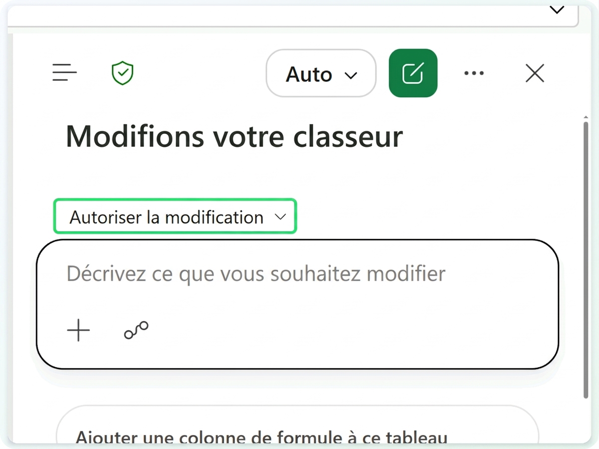 Le classeur Tickets avec Copilot ouvert en mode Autoriser la modification