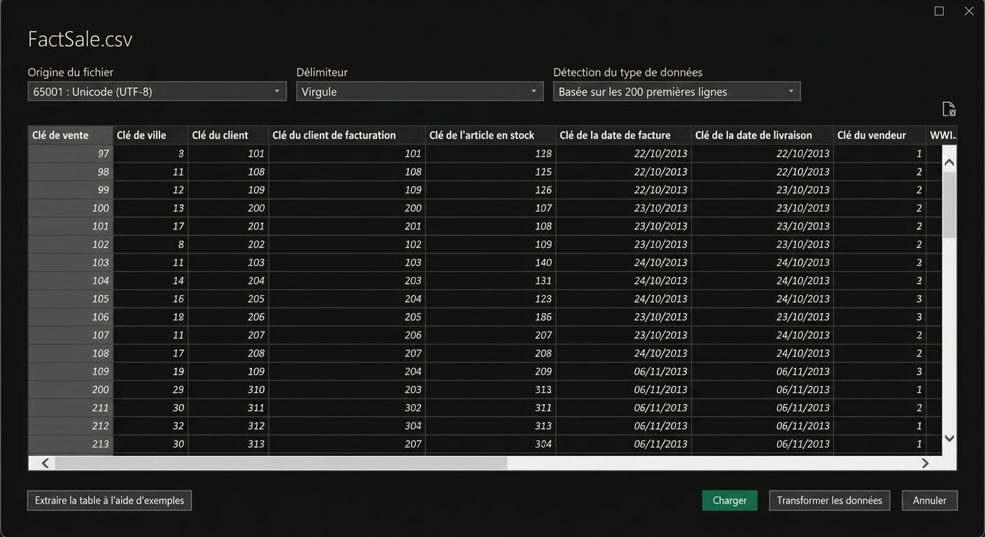Fenêtre de chargement Power Query