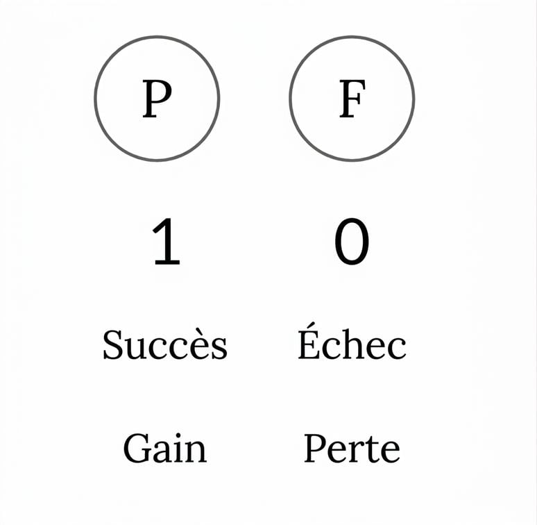 P et F, 1 et 0, Succès et Échec, Gain et Perte