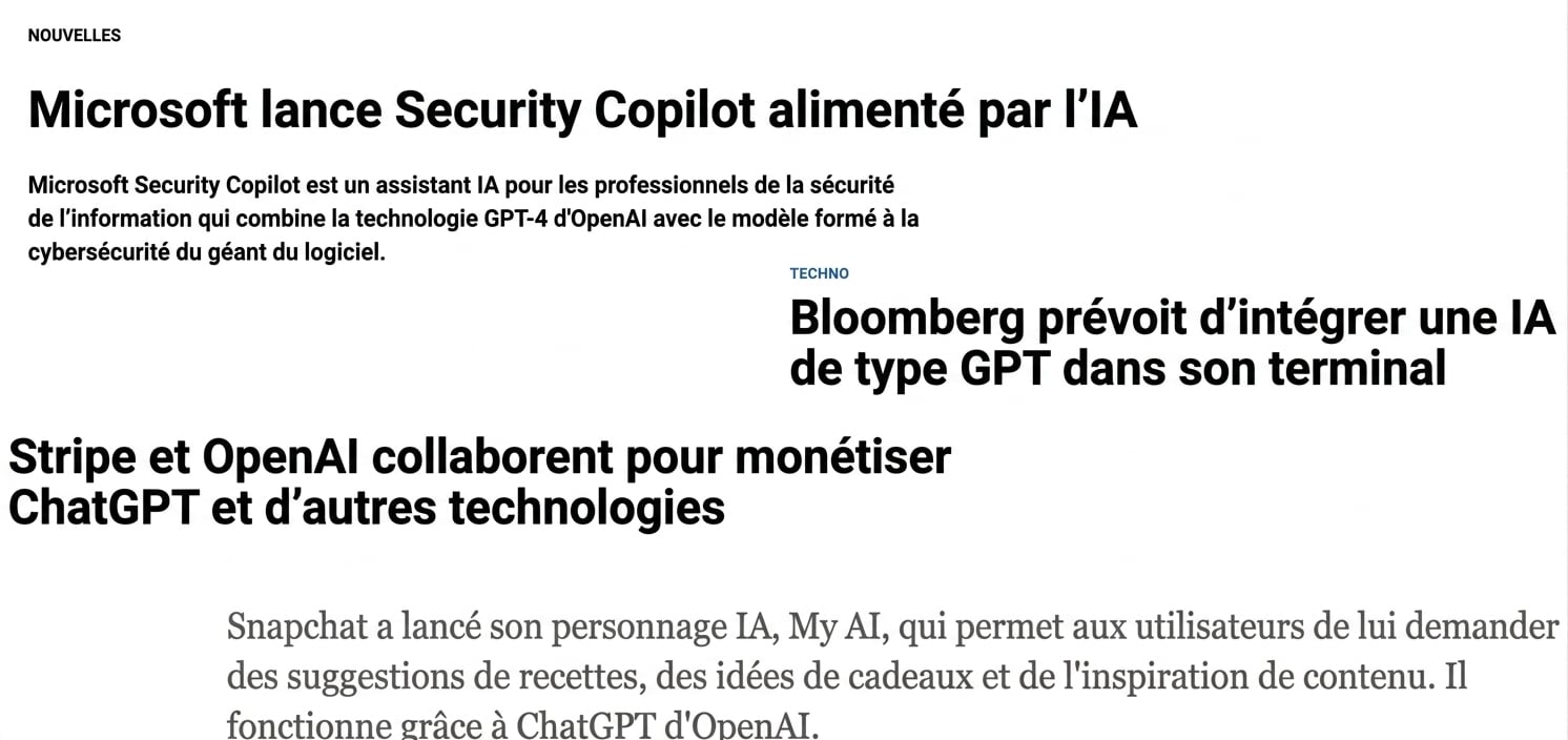 Une image représentant des articles sur les entreprises qui se ruent pour exploiter les LLM.