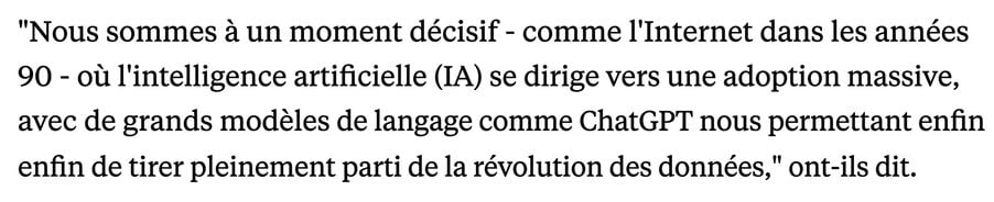 Un titre d'article soulignant les percées des LLM comme moment déterminant.