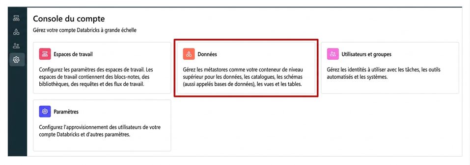 Données dans la console du compte