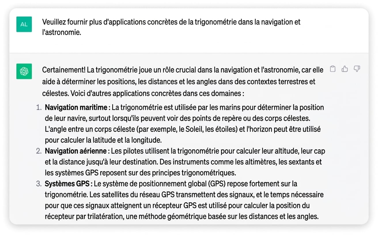 Capture d’écran d’une réponse détaillée générée par ChatGPT
