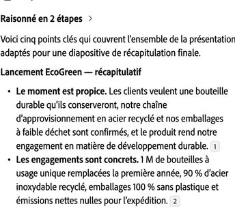 Récapitulatif en cinq points de Copilot avec renvois aux diapositives du diaporama