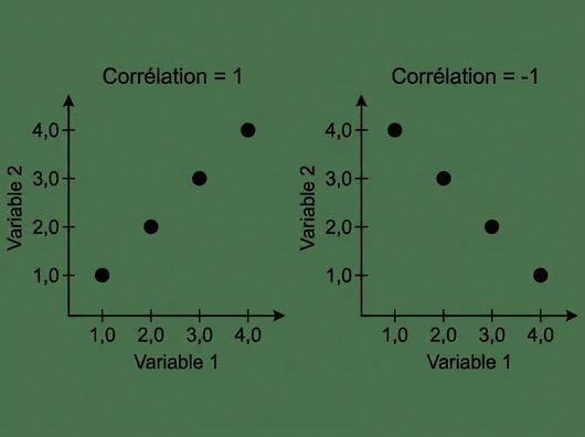 Diagrammes de dispersion des points de données présentant des corrélations positives et négatives