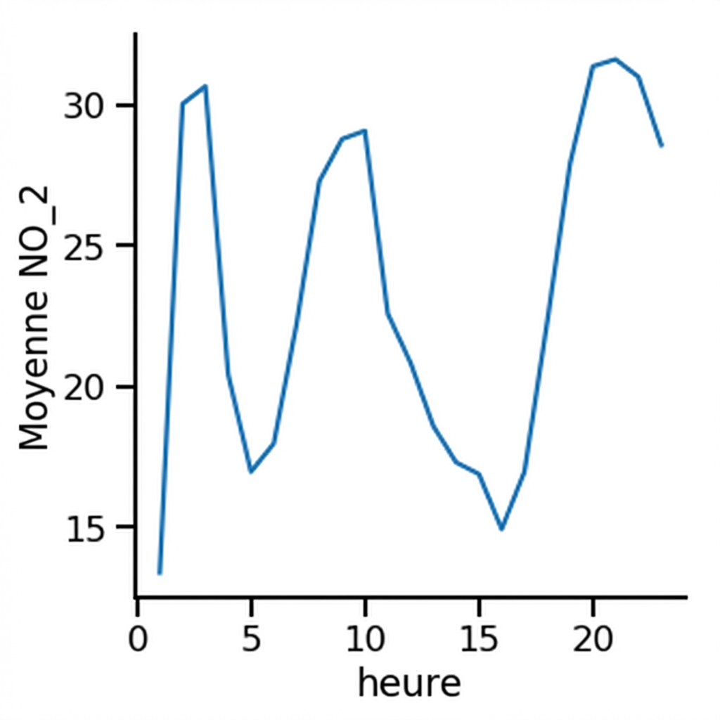 Graphique en ligne de la moyenne de dioxyde d'azote au fil du temps