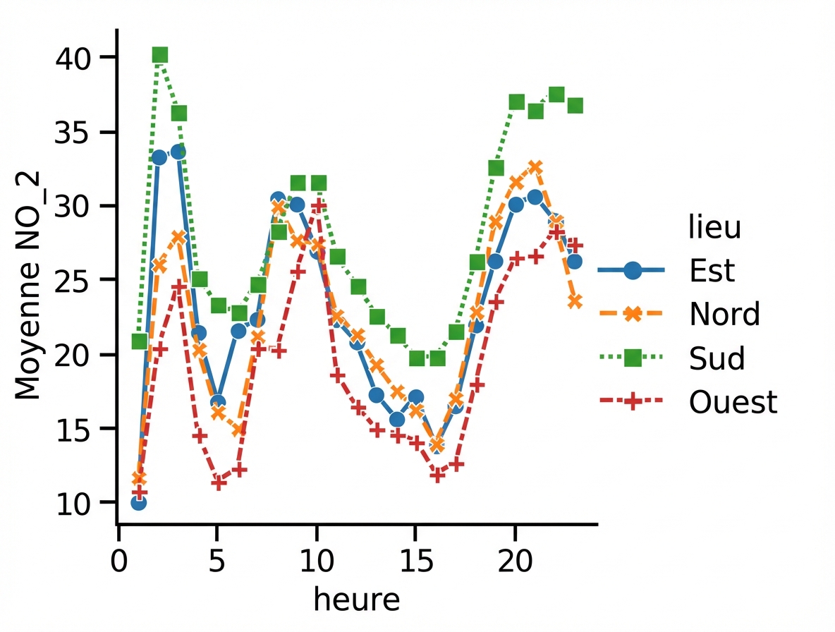 Graphique en ligne avec marqueurs ajoutés