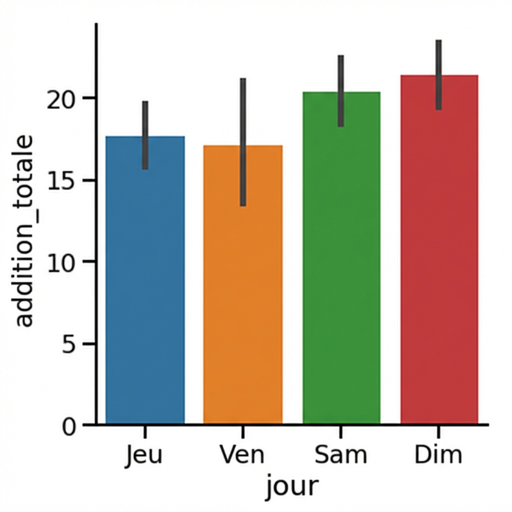 Graphique en barres de la facture moyenne par jour