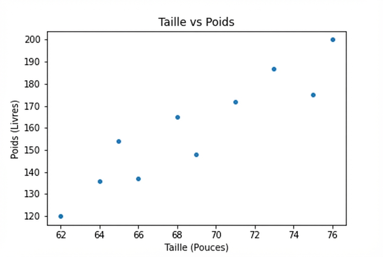 Graphique de la taille en fonction du poids