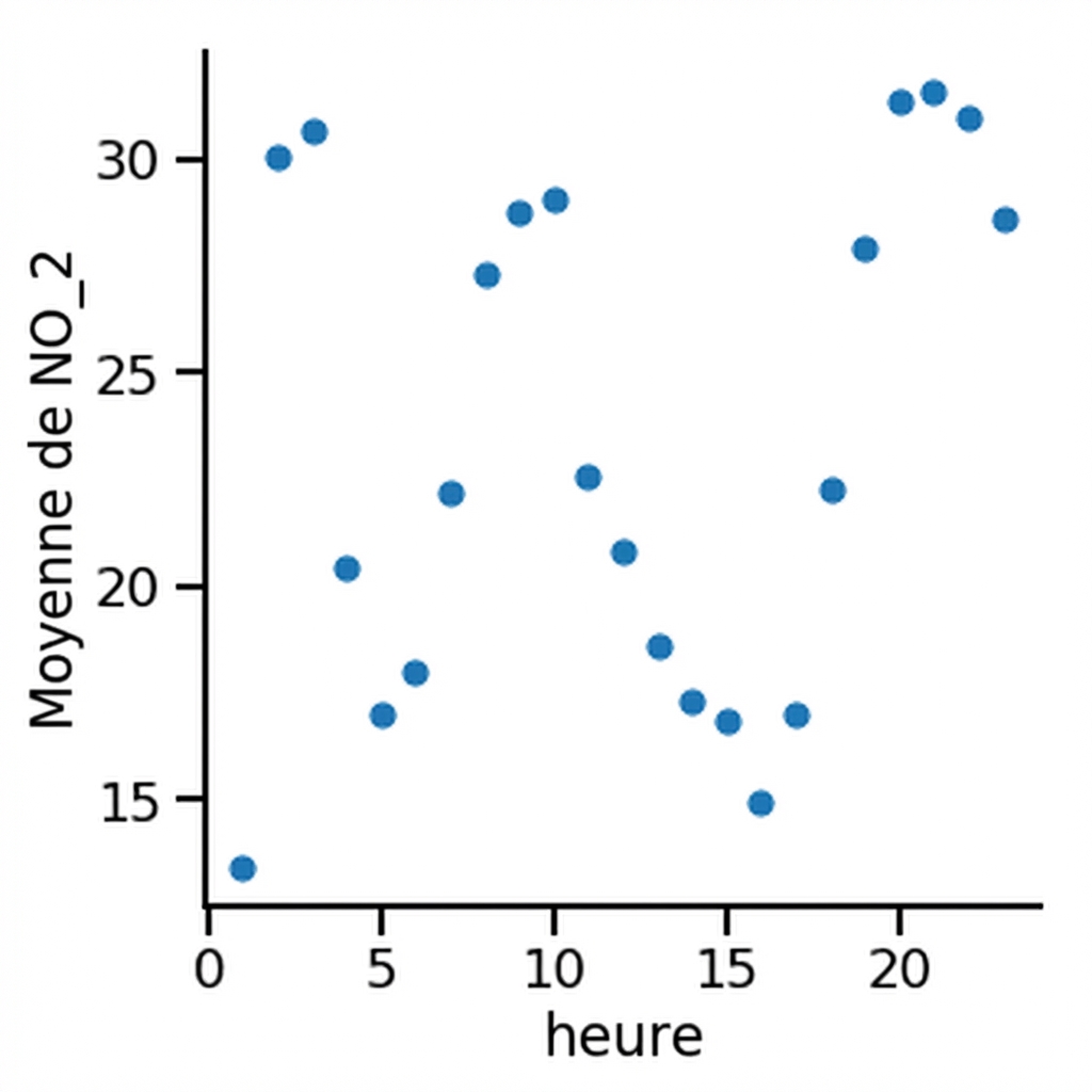 Nuage de points de la moyenne de dioxyde d'azote au fil du temps
