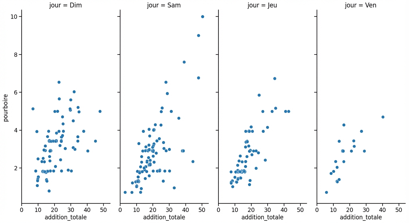 Graphique de dispersion avec des sous-graphes journaliers en colonnes