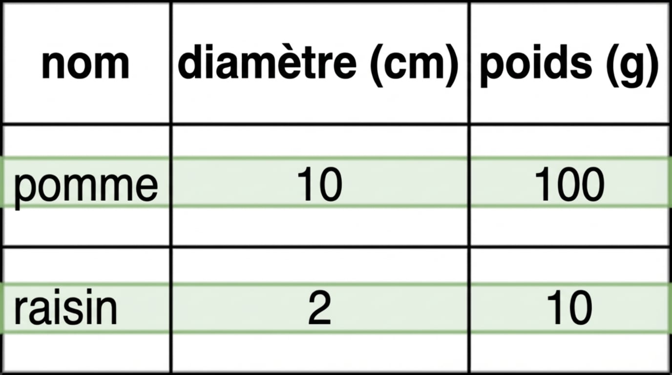 Exemple de stockage orienté lignes