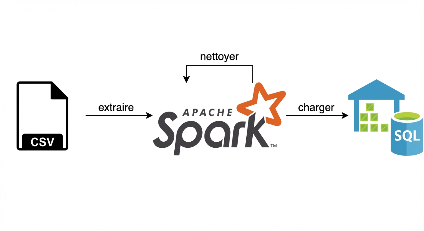 Exemple de pipeline simple qui extrait depuis un CSV avec Spark
