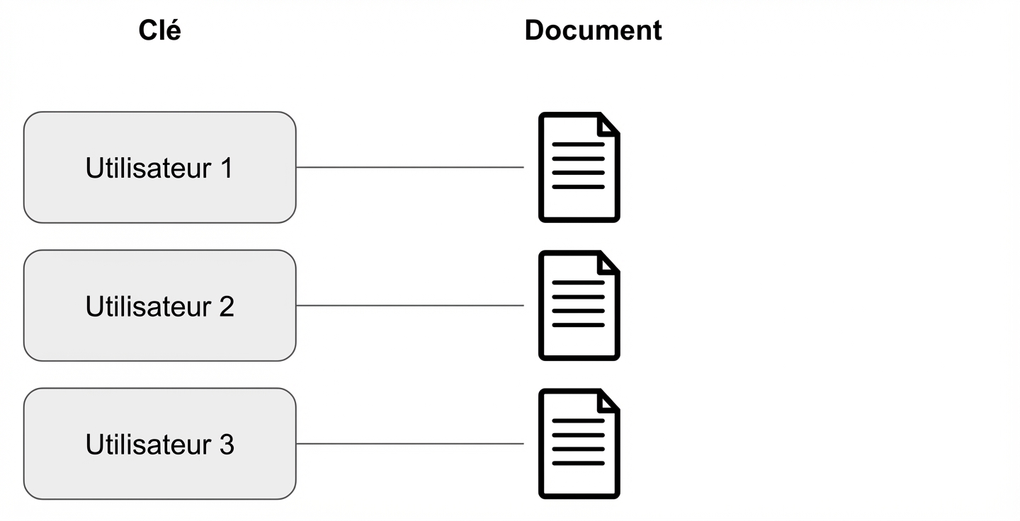 Diagram representing key and document relationship