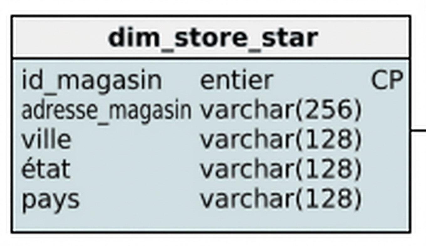 Store dimension of the star schema