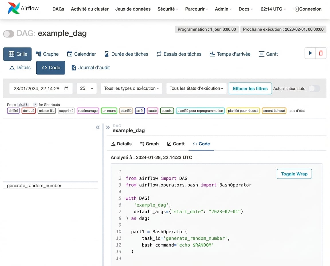 Vue Code du DAG Airflow