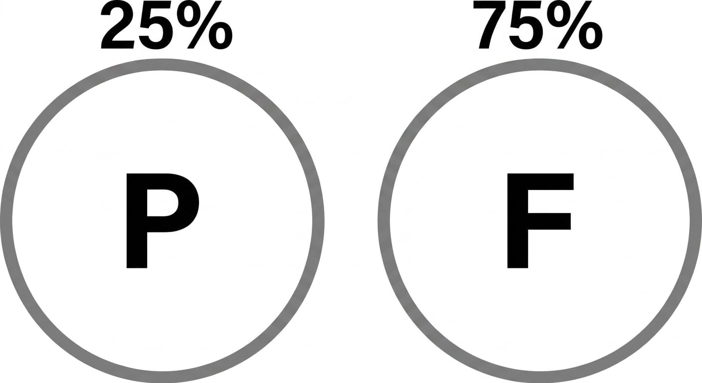 Image de face avec une probabilité de 25 % et de pile avec une probabilité de 75 %