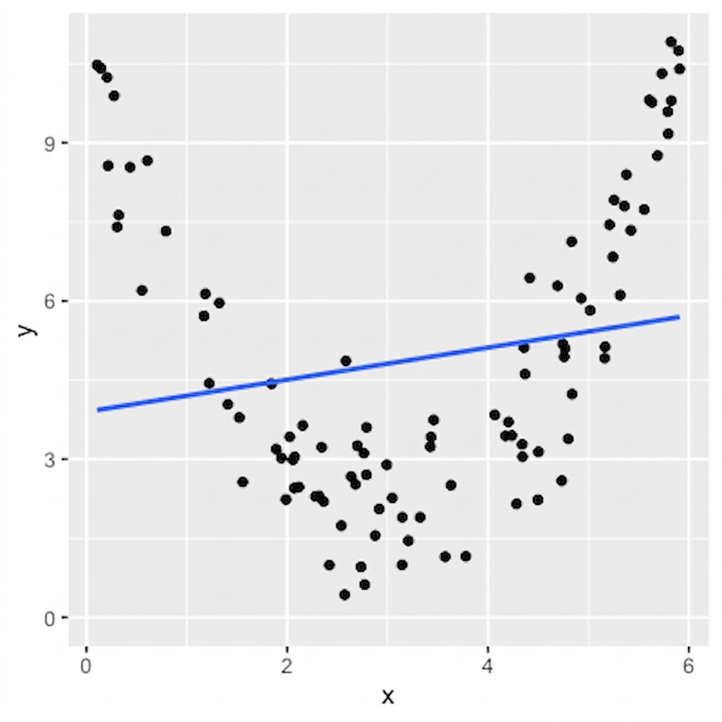 diagramme en nuage de points des variables ayant une relation quadratique avec une ligne de tendance linéaire