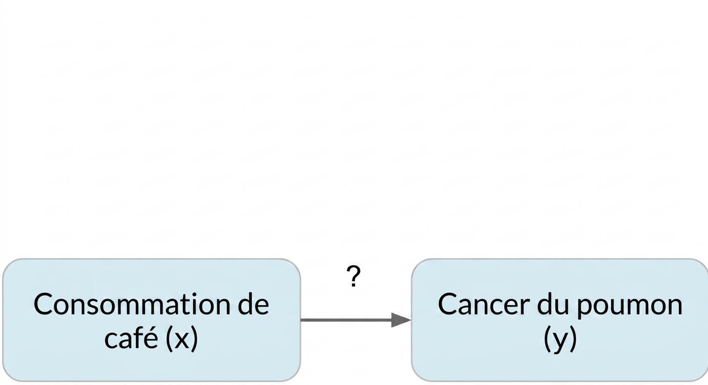 La consommation de café (x) indique le cancer du poumon (y)