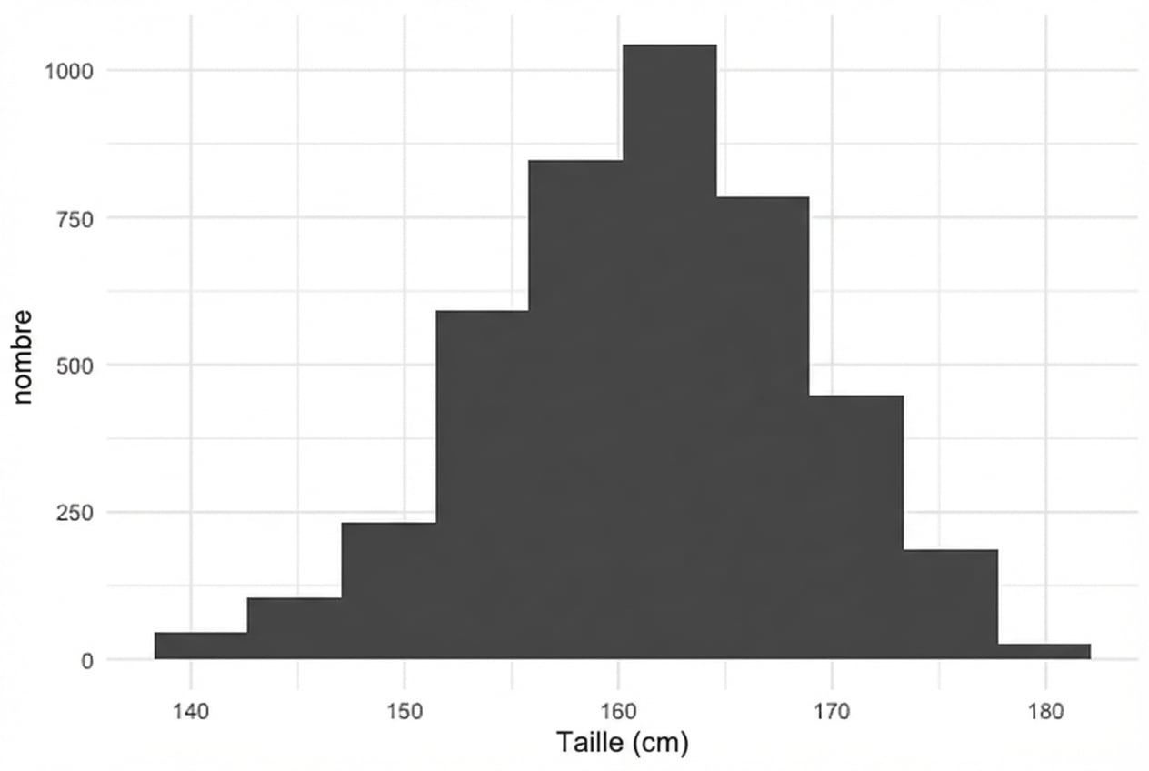 Histogramme des tailles des femmes