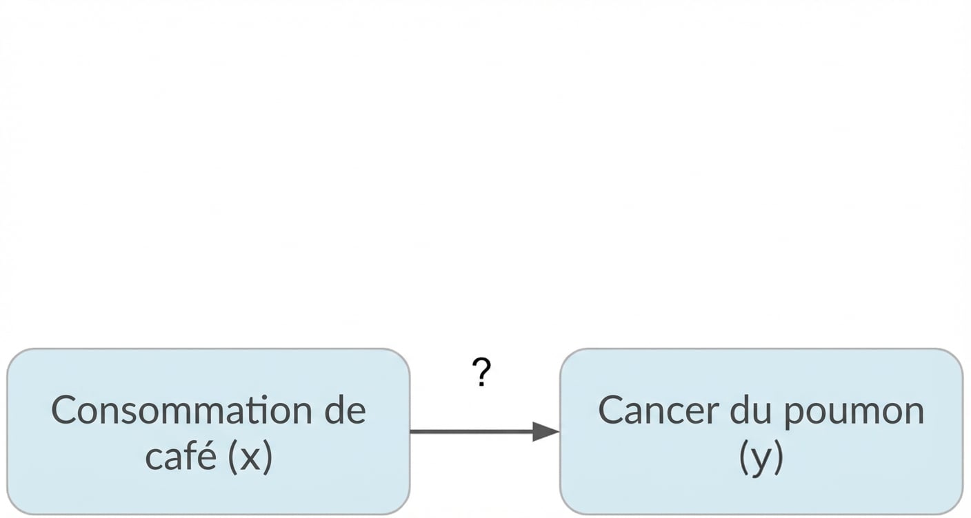 La consommation de café (x) indique le cancer du poumon (y)