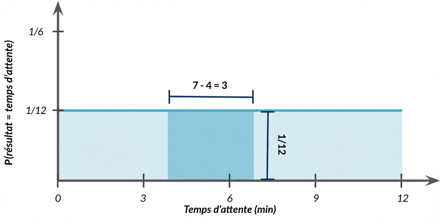 La largeur de la zone surlignée est de 7-4=3, la hauteur est de 1/12