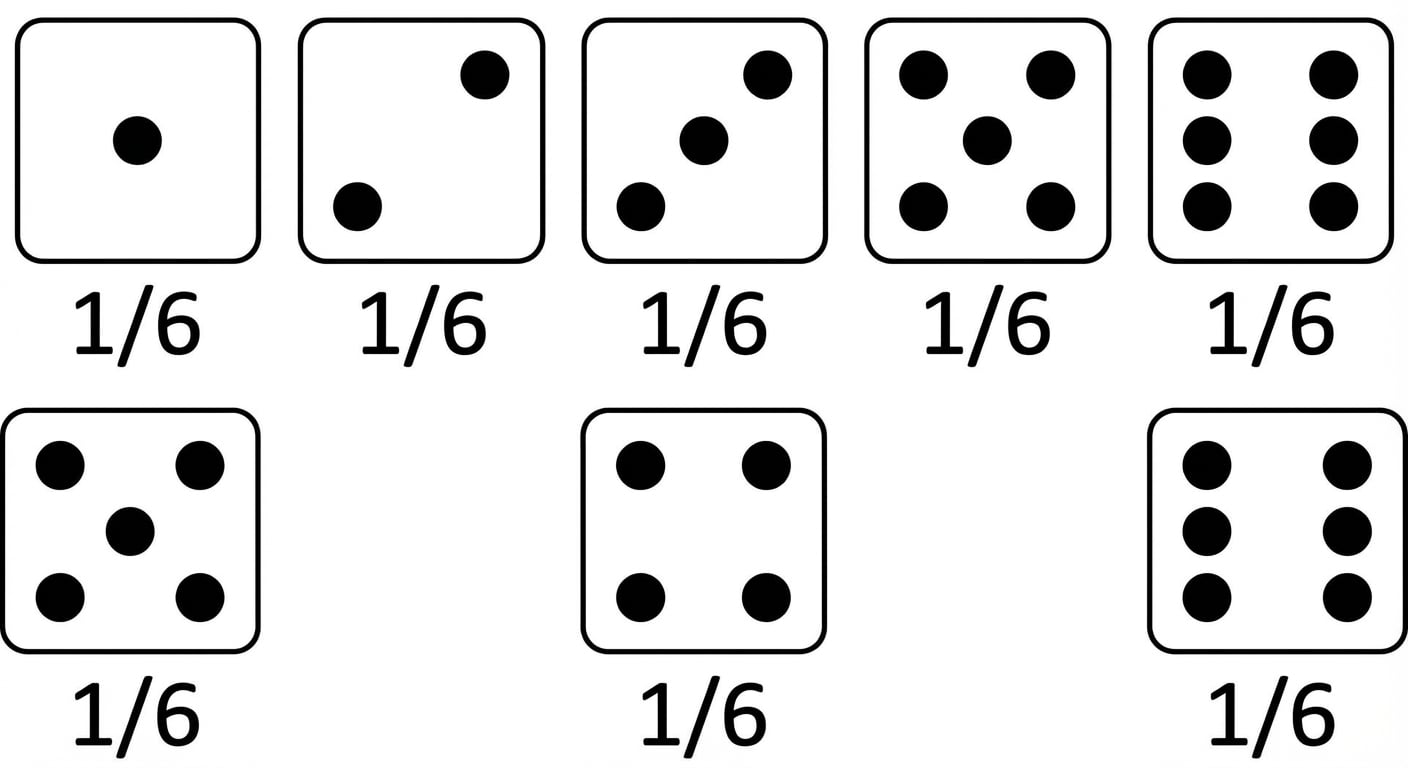 Chaque face d’un dé a une probabilité de 1/6