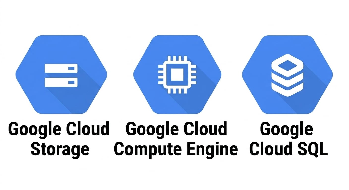 Trois logos pour les services Google Cloud