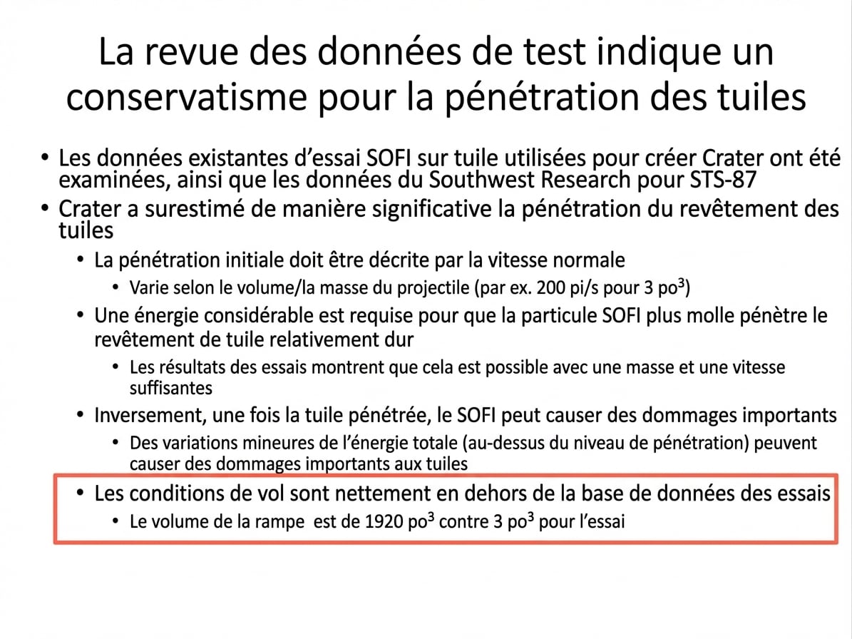 avertissement de diapositive concernant un vol de navette dangereux
