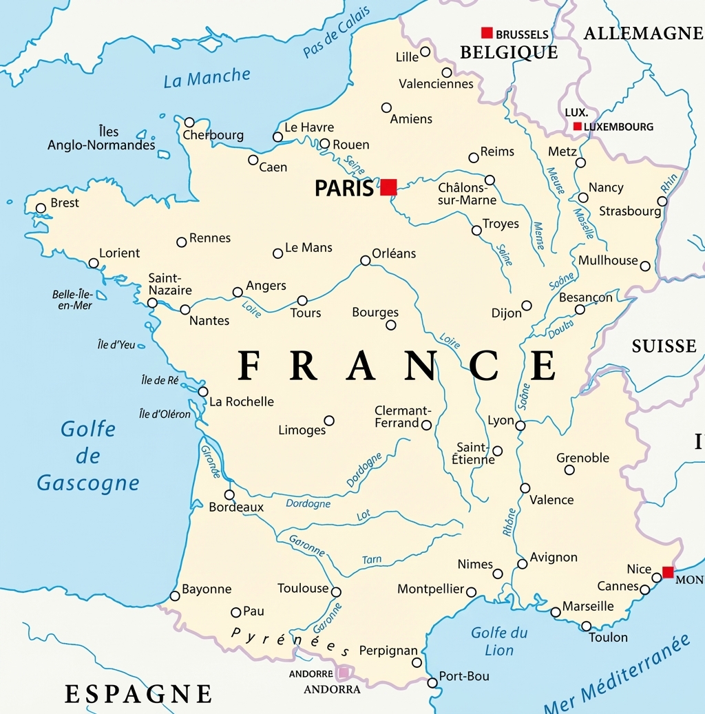 Une carte de la France.