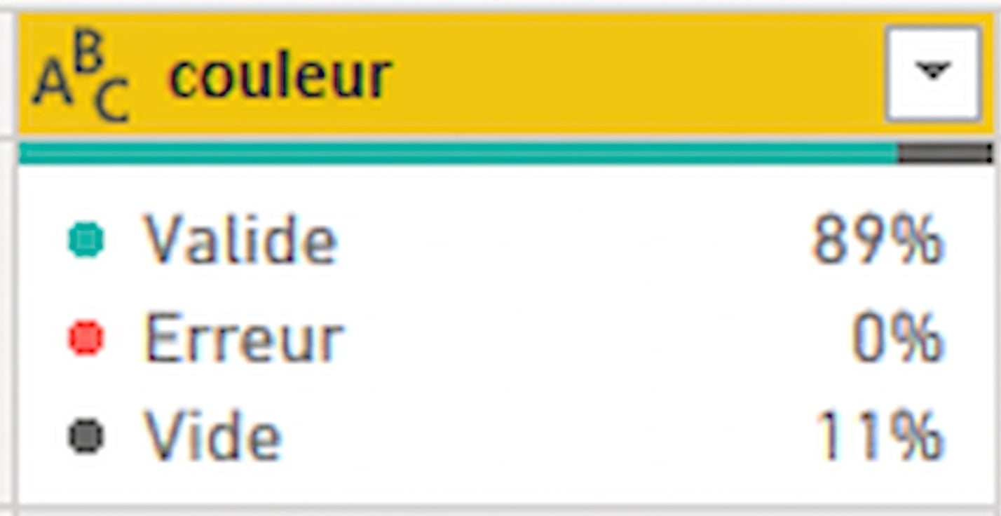 Une capture d’écran montrant le résultat de la fonctionnalité qualité des colonnes.