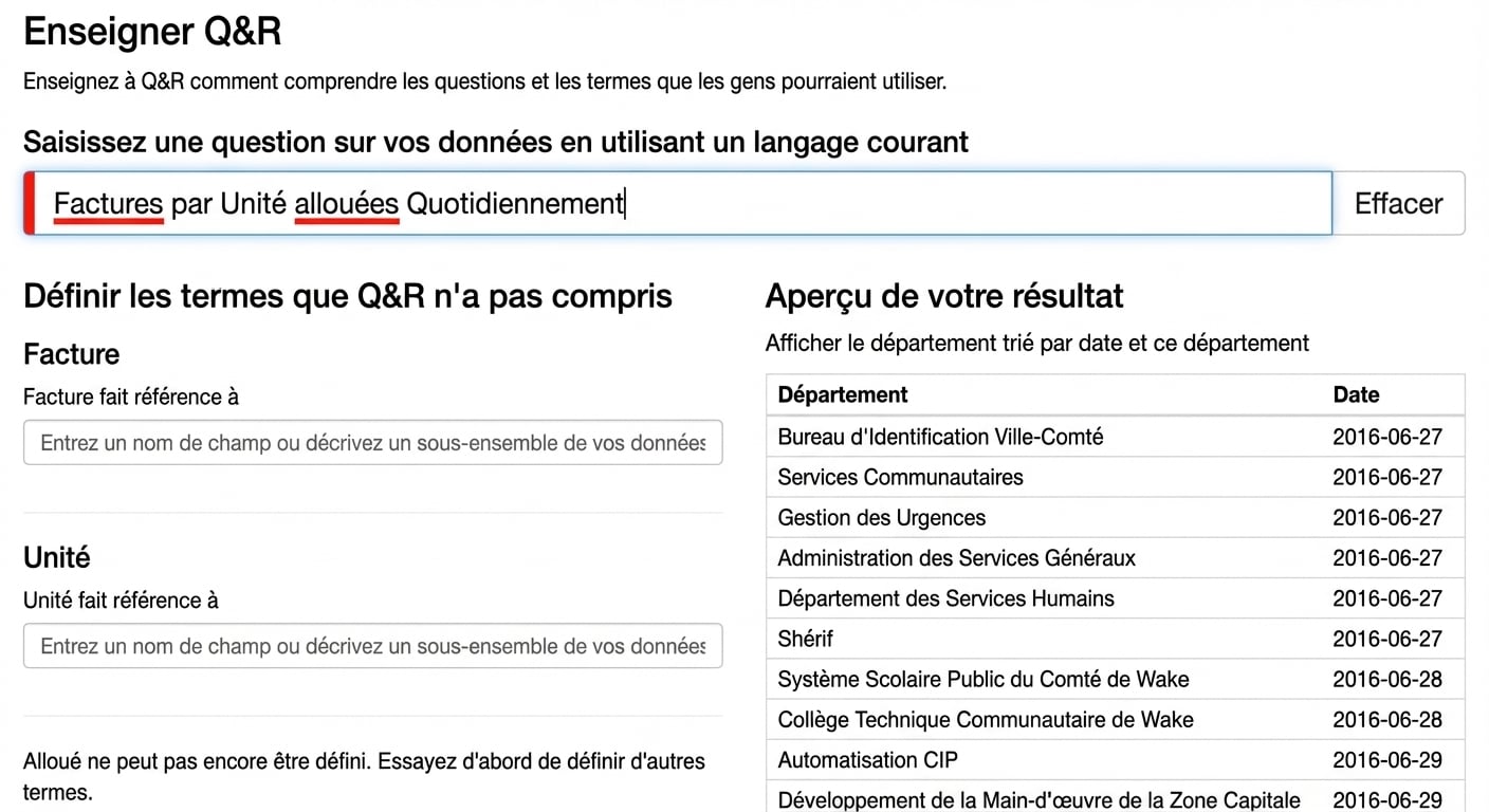 Ajout de nouveaux termes via la fonctionnalité Enseigner à Q&R