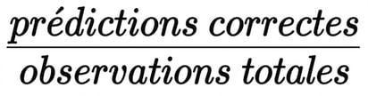 prédictions correctes divisées par le nombre total d’observations