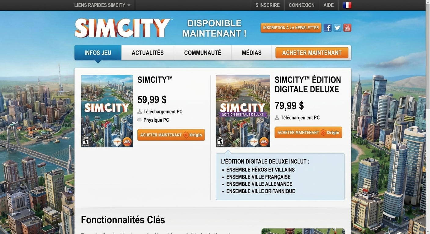 Page SimCity sans bannière