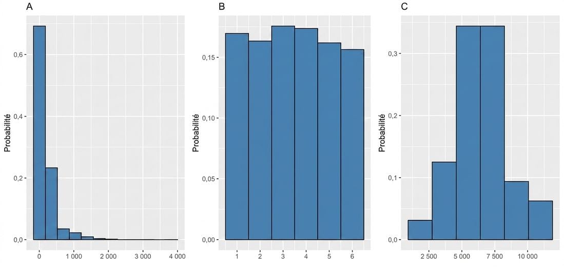 three_plots, first_showing_a_distribution_with_a_large_peak_on_the_left,second_showing_a_uniform_distribution_and_third_showing_a_symmetrical_distribution_peaking_in_the_middle.png