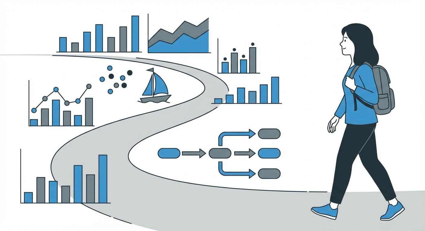Voyageur se rendant d’un point de données à un autre