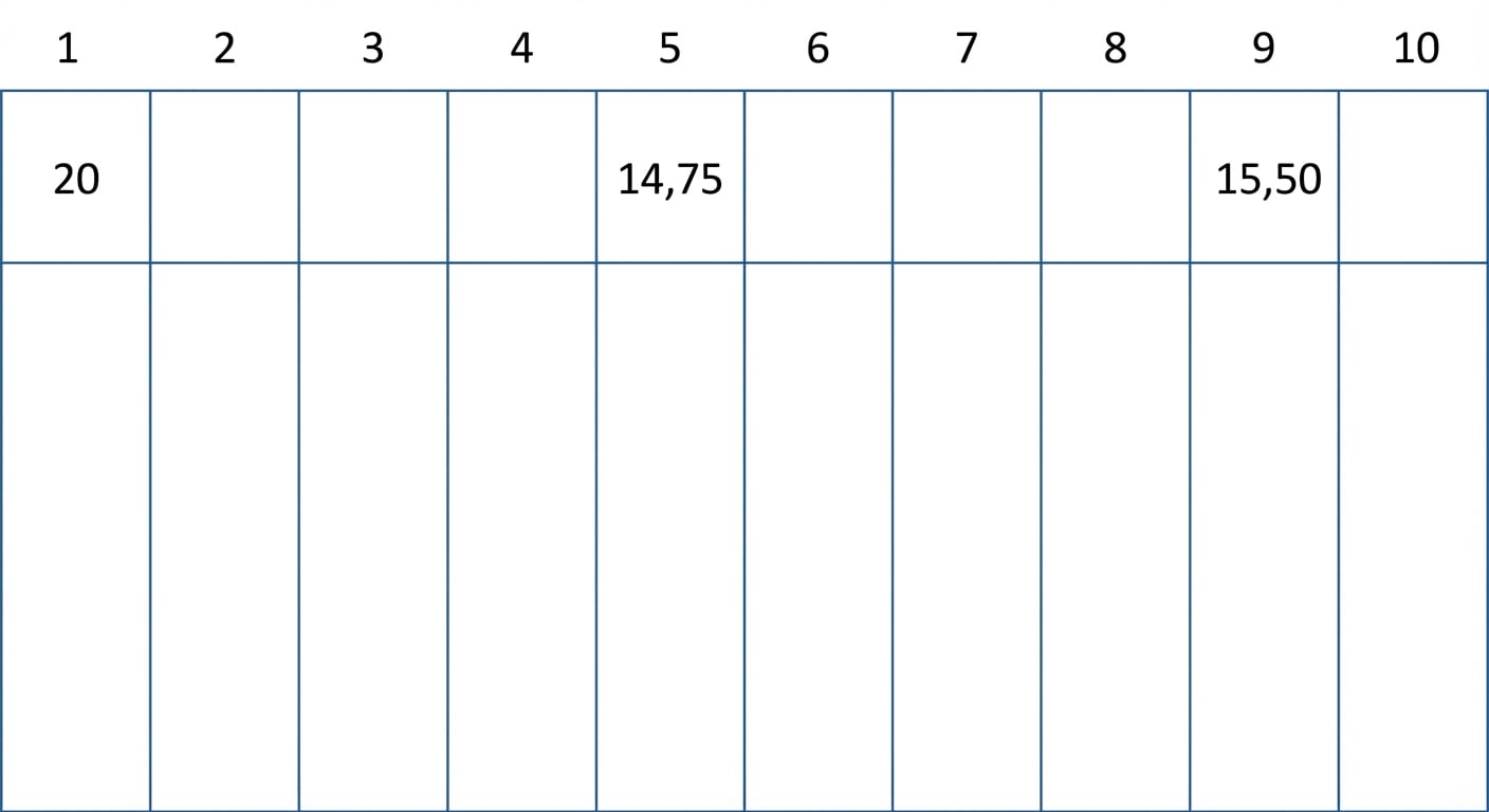 Représentation schématique d’une table de hachage avec quelques valeurs.