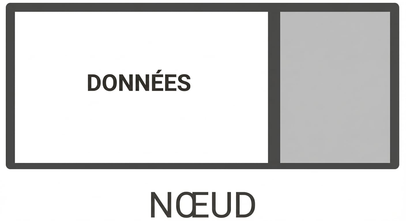 Représentation d’un nœud d’une liste chaînée avec le mot « DATA » dans la première partie.